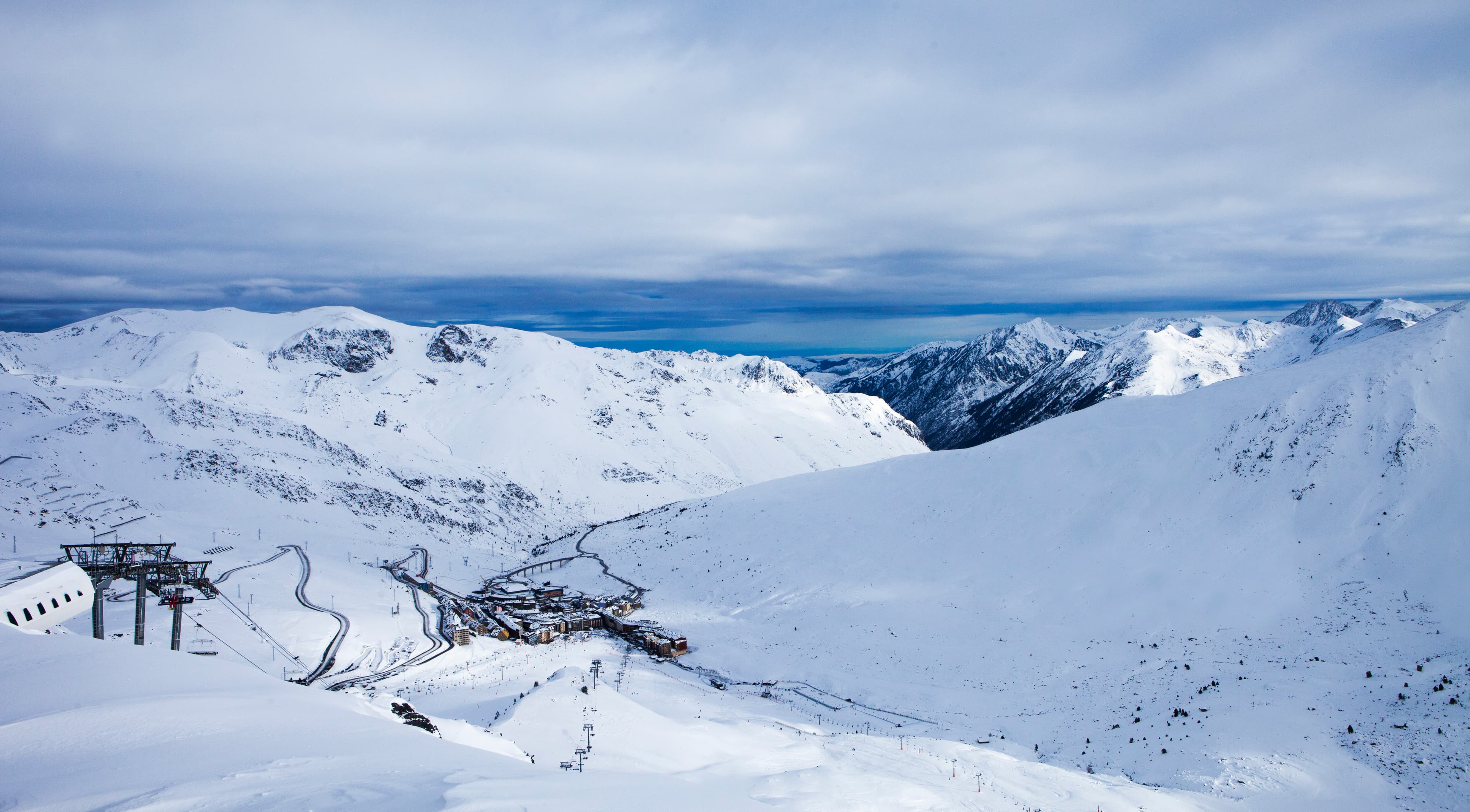 Ski Mountains of Pas de las casa in Andorra