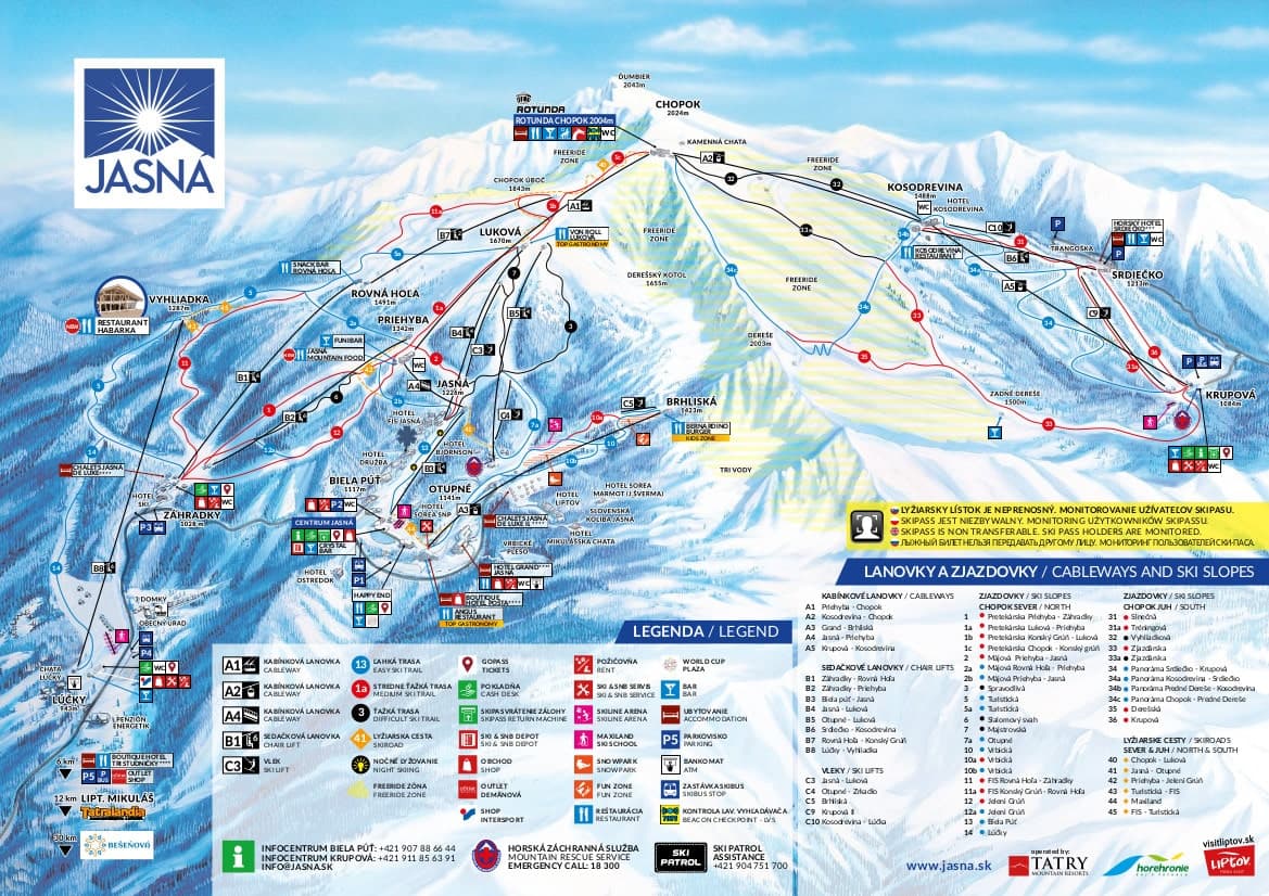 Jasna ski map